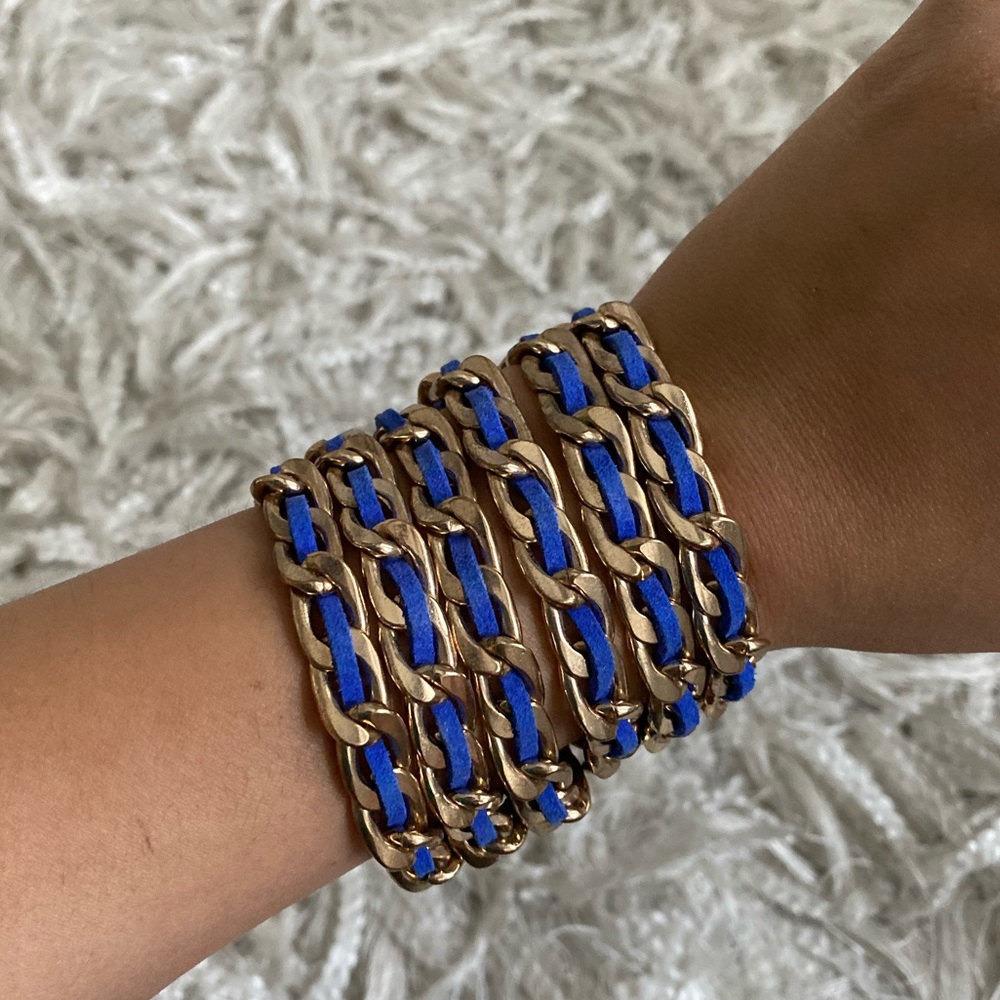 Gold & Blue Chain Bracelet